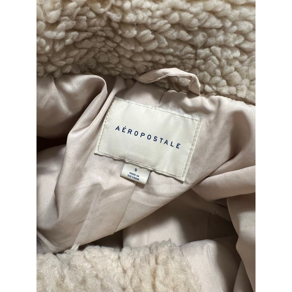 Aéropostale Solid Fuzzy Fleece Jacket Size Small Oversized Collar Pockets - Picture 7 of 8